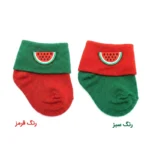 جوراب نوزادی فانتزی طرح هندوانه مدل یلدا کد H1 - Image 3